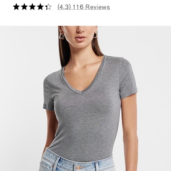 Express Supersoft Fitted V-neck Double Layer Tee - Picture 8 of 8